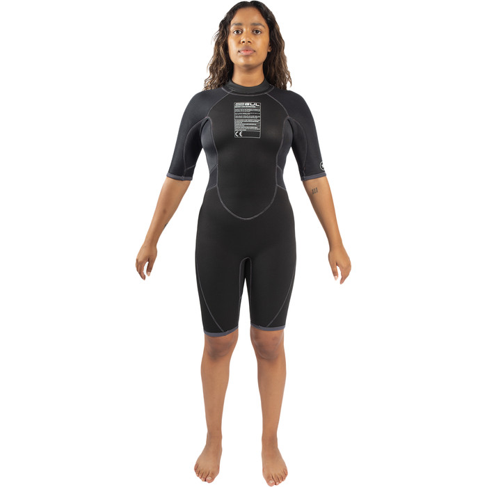 2022 Gul Womens Response 3/2mm Back Zip Shorty Wetsuit RE3318-C1 - Navy / Paisley
